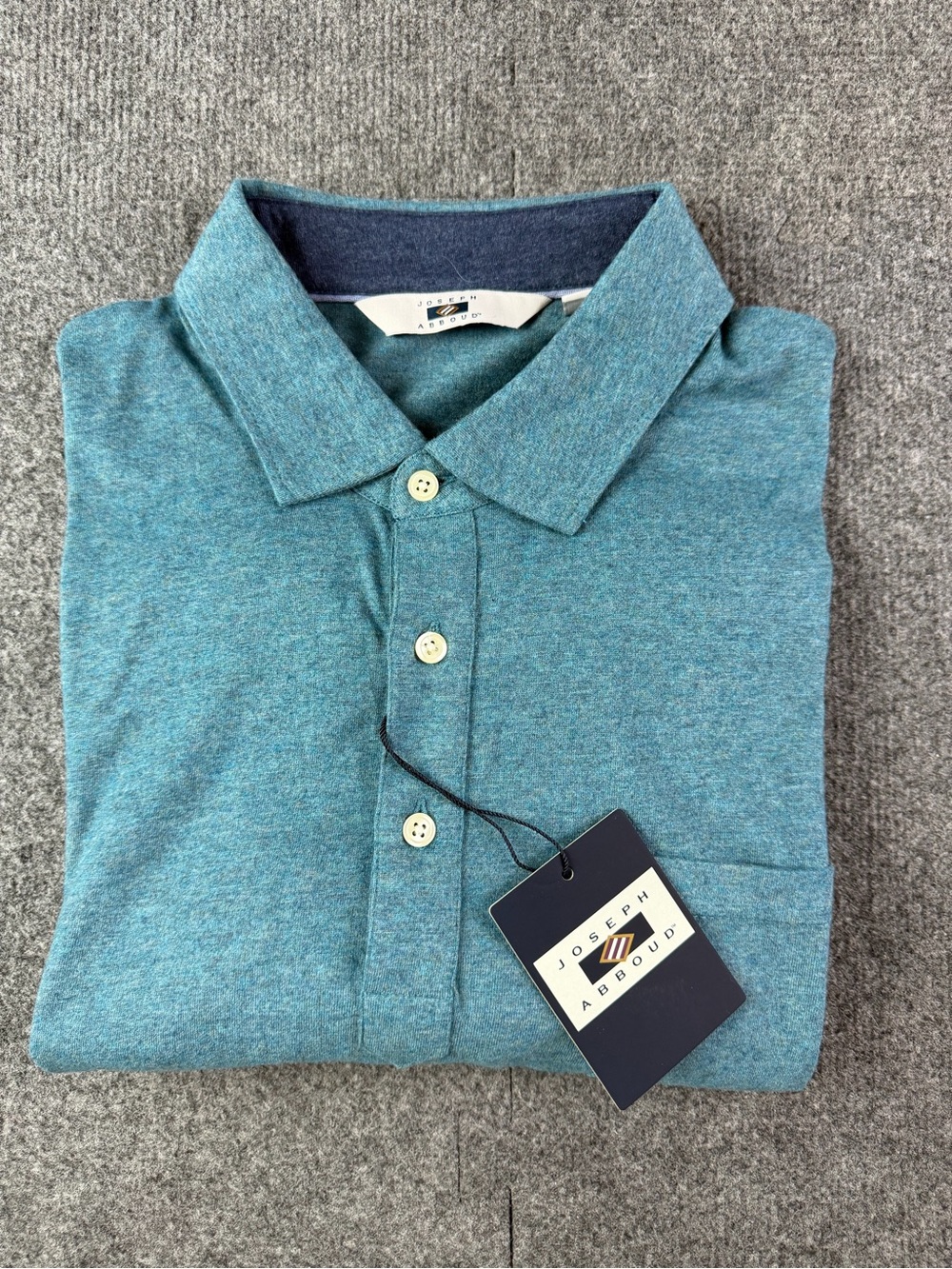 Joseph Abboud Mens Cotton Blend Long Sleeve Polo Shirt Size L Grayish Blue NWT - Picture 1 of 9